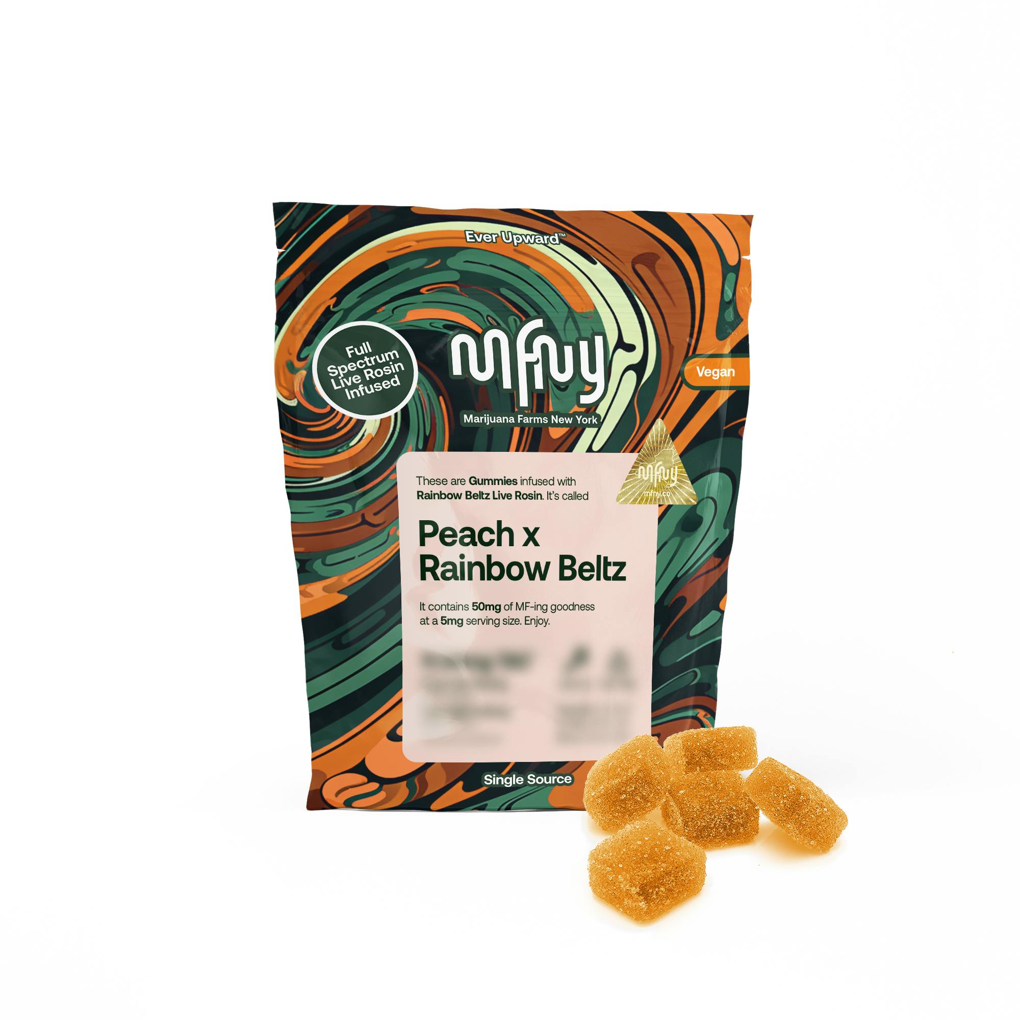 Peach x Rainbow Beltz 2.0 [5mg] | Live Rosin Gummies