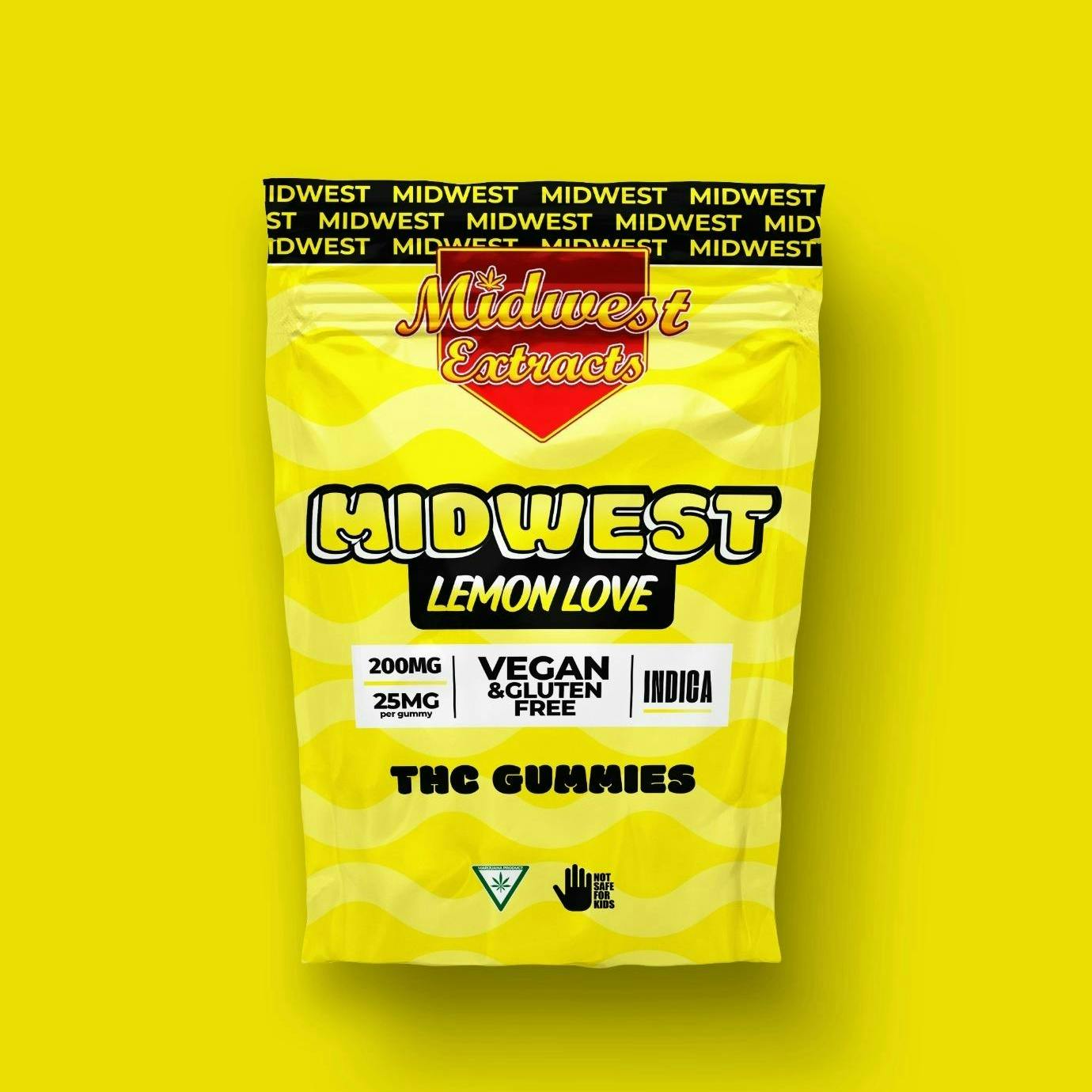 Product: Midwest Extracts | Gummies - 200mg - Lemon Love (Indica)