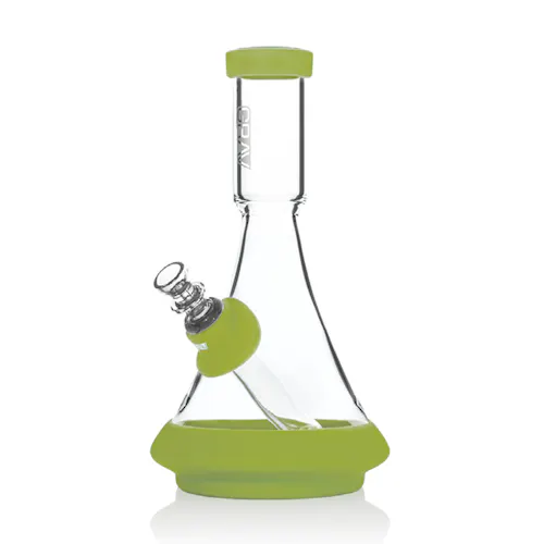 Grav – Deco Beaker Water Pipe Bong with Avocado Green Silicone Accents-active