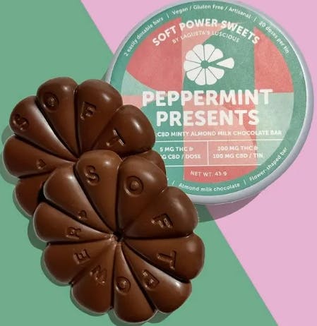 Soft Power Sweets Minty Almond Milk Chocolate | 2pk 2:1 (5mg/2.5mg) | Peppermint Presents