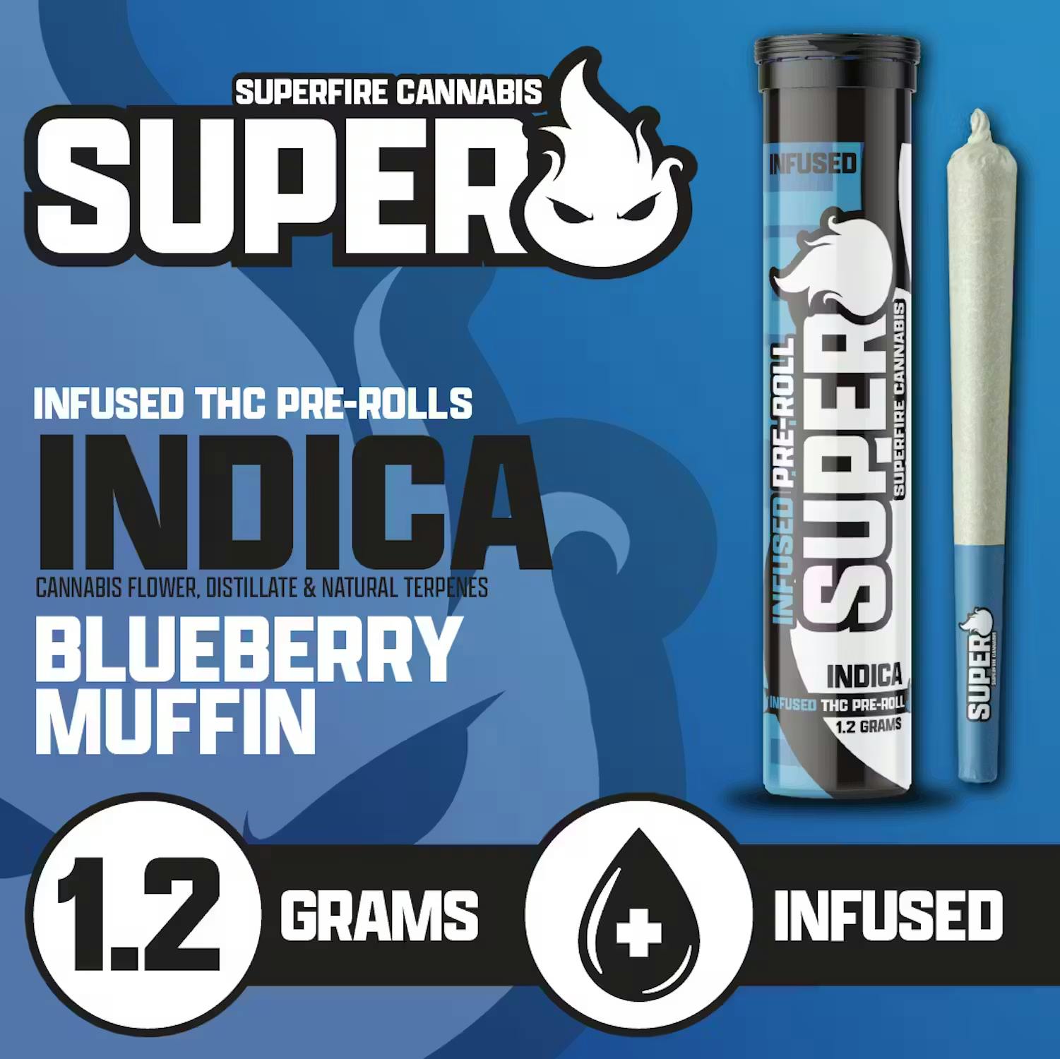 SuperFire - 1.2g Infused Preroll - Blueberry Muffin