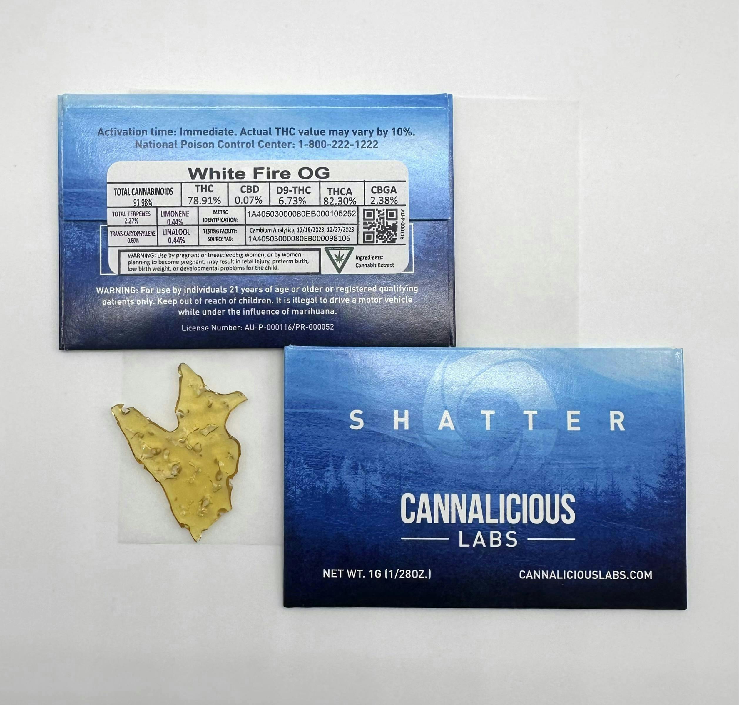 Cannalicious - 1g Shatter - White Fire OG