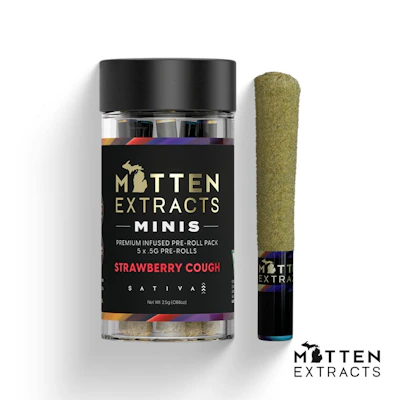 Mitten Extracts - 5-Pack .7g Infused Prerolls - Strawberry Cough (S) - PRE_ROLLS by Mitten Extracts at King of Budz