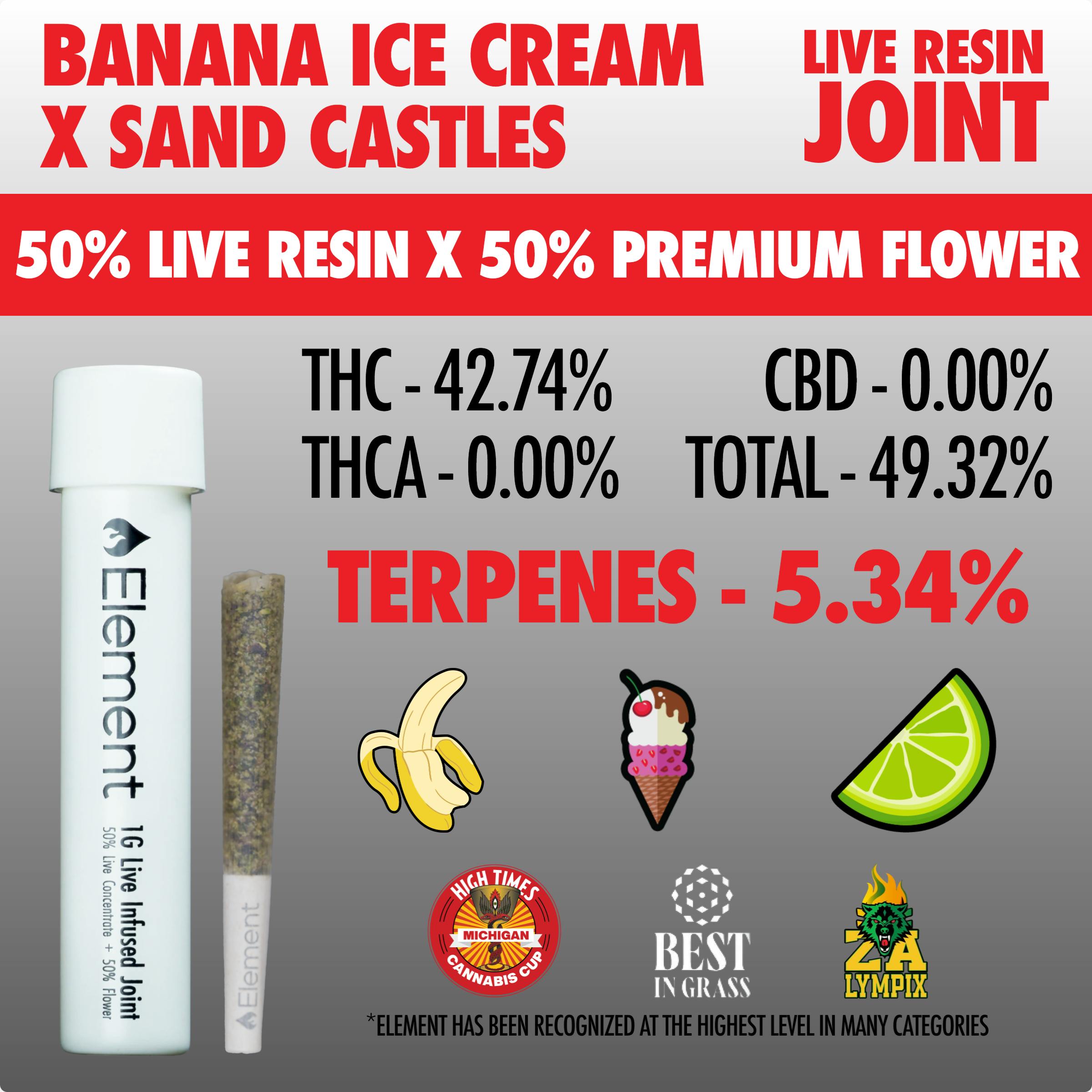 Element x SuperSuper - 1g Live Resin Joint - Banana Ice Cream x Sand Castles