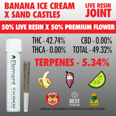 Element x SuperSuper - 1g Live Resin Joint - Banana Ice Cream x Sand Castles - PRE_ROLLS by Element at King of Budz