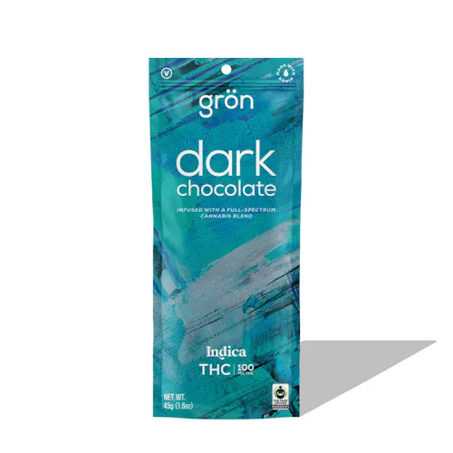 grn ‘ Dark Chocolate ‘ | Indica | Rosin Infused Chocolate | 10mg/Serving | 100mg Bar-active