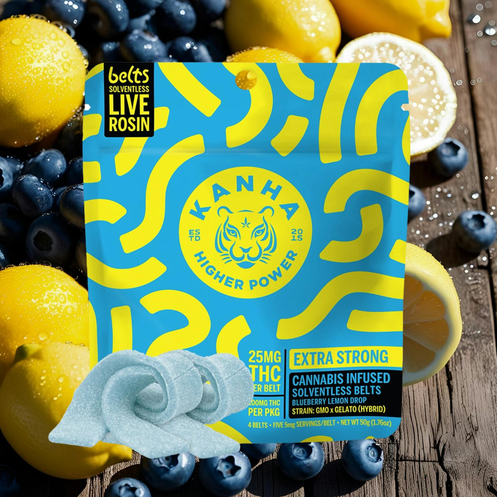 KANHA Live Rosin Belts | Blueberry Lemon Drop | 4pk