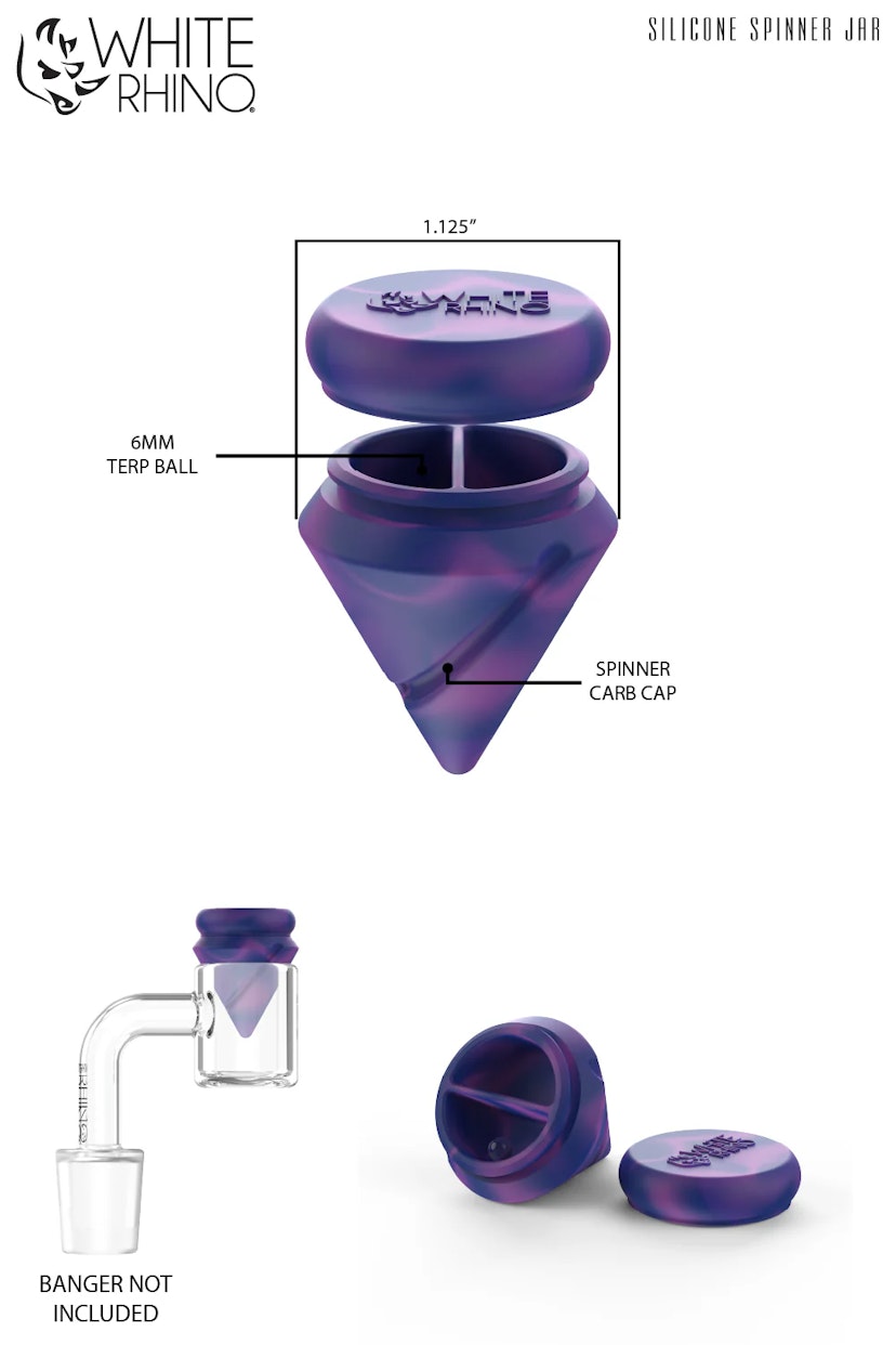 White Rhino Diamond Silicone Spinner Jar