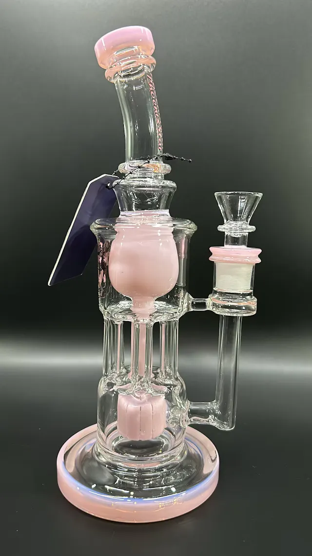 Glass Phoenix Star 8.5"Straight Fab w Matrix Perc Pink (glassware)