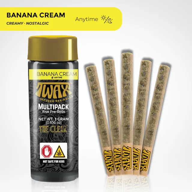 TWAX Infused Pre-Roll Pack Banana Cream 5pk/3g (hybrid, infused pre roll packs)