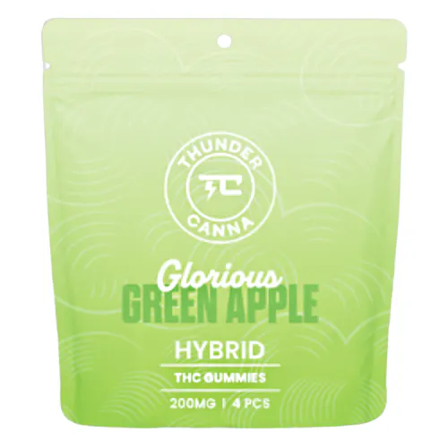 Thunder Canna Glorious Green Apple Gummies 4pk 200mg THC | The