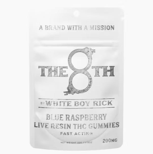 Product: THE 8TH BY WHITE BOY RICK | BLUE RASPBERRY - LIVE RESIN GUMMIES | FAST ACTING | 200MG