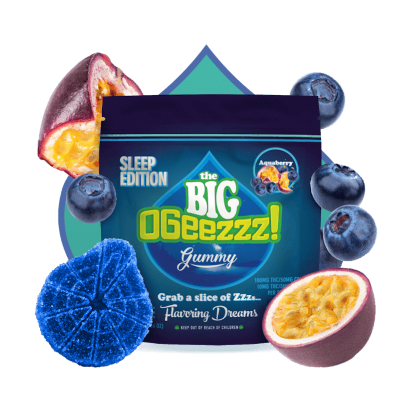 Ogeez Edibles: BIG Aqua Berry Gummy 2:1 THC:CBN 100mg