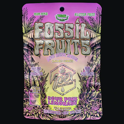 Fossil Fruits - 200mg Live Rosin Gummies - Sour Pink Lemonade - EDIBLES by Apex Concentrates at King of Budz