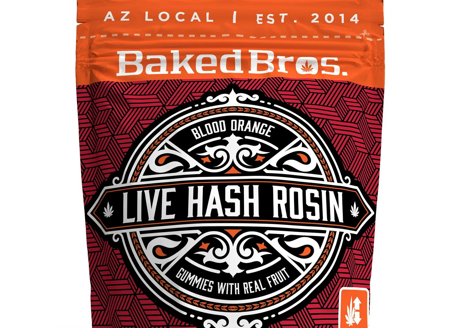 Baked Bros - Live Hash Rosin Gummies - Blood Orange (H) (100mg)