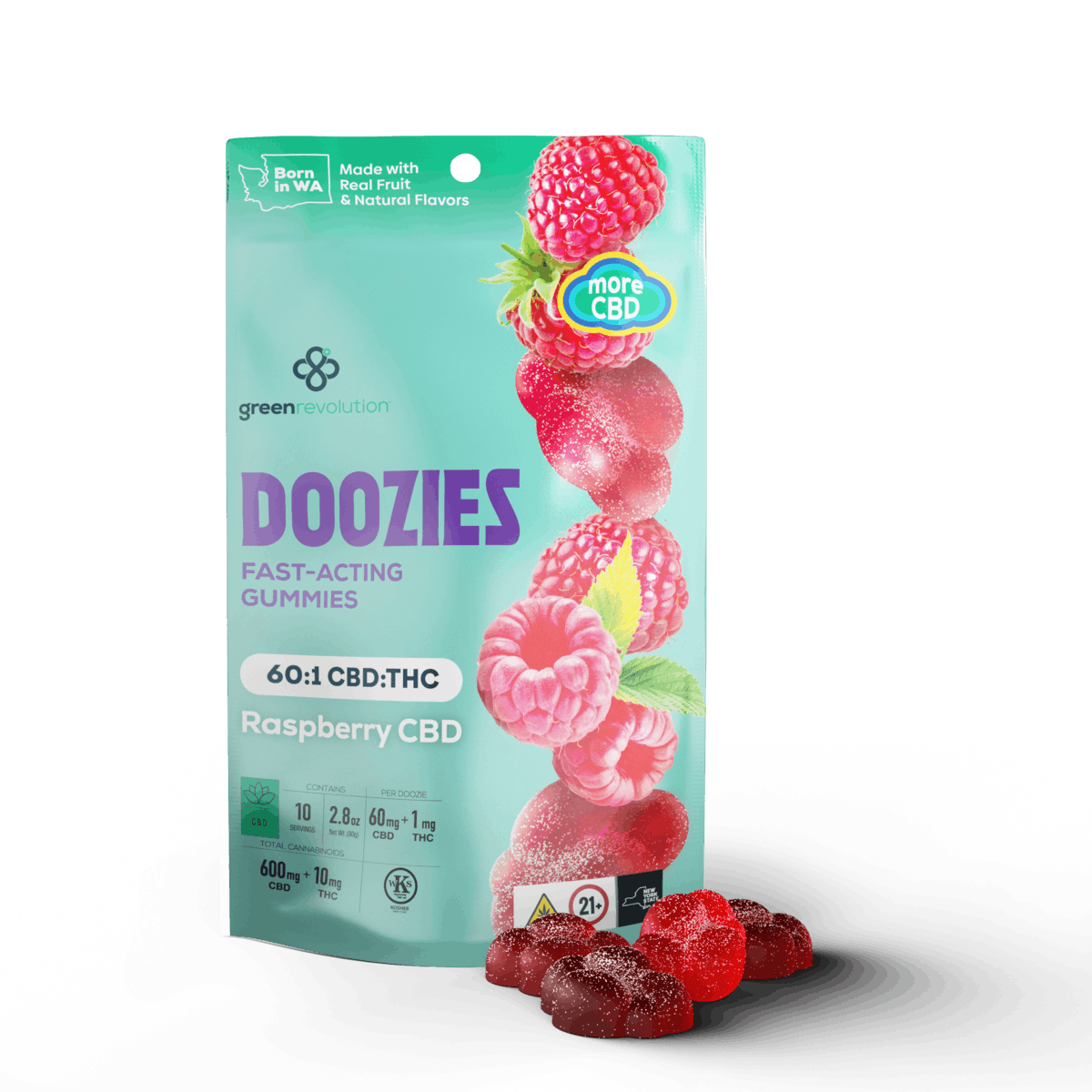 Photo of Doozies | Raspberry | 60:1 CBD Gummies
