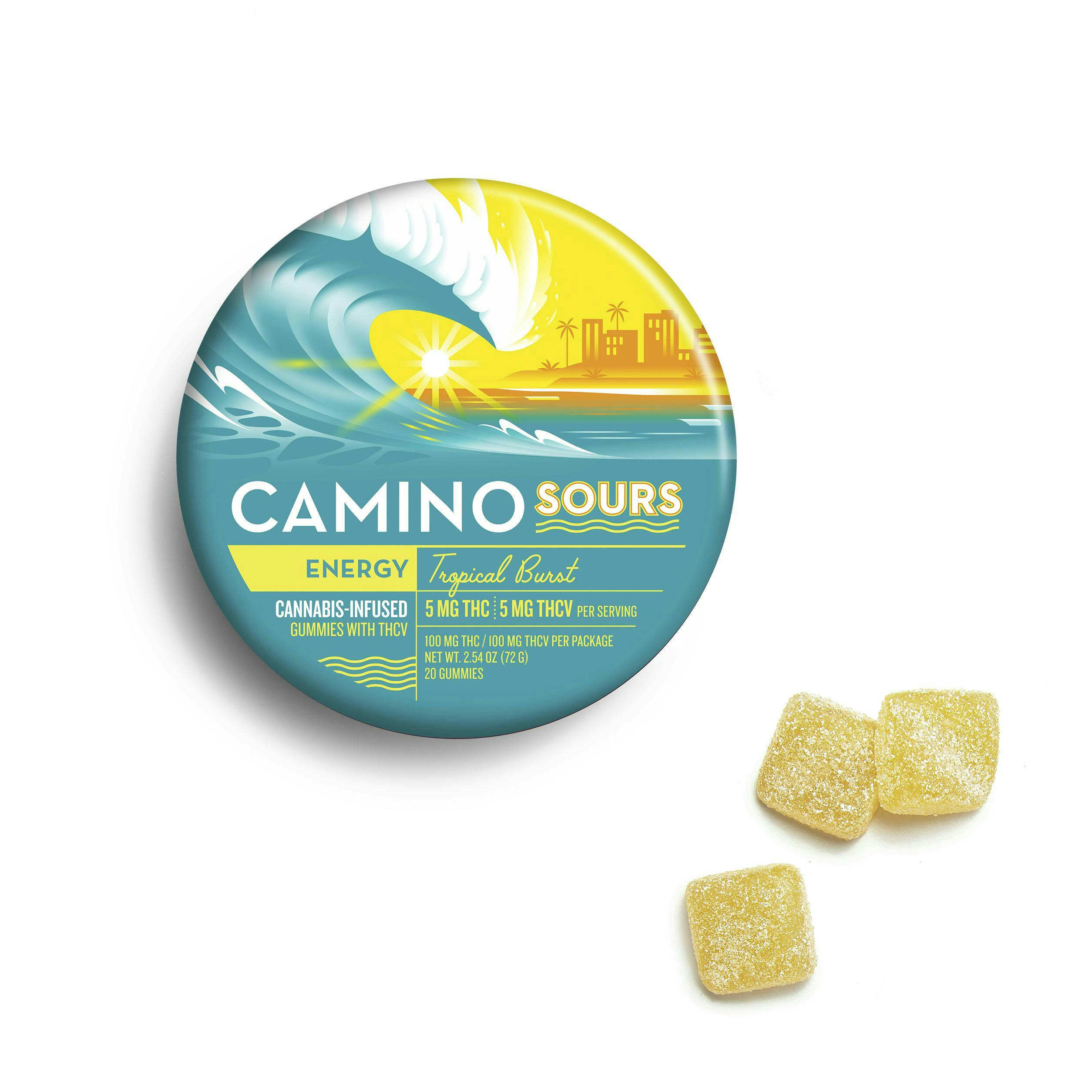 Product 5mg 1:1 THC:THCV Sour Tropical Burst Gummies 20pk