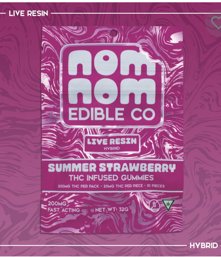 Product: NomNom Edible Co | Live Resin Gummies - 200mg - Summer Strawberry