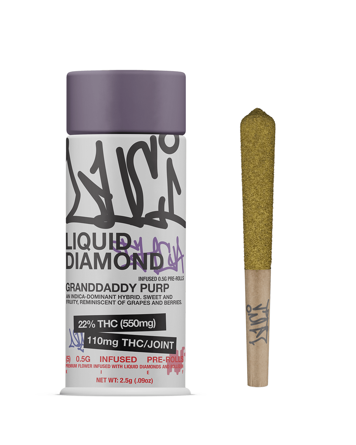 Diamond Infused Granddaddy Purple Pre-Roll Pack 2.5g (0.5g ea | 5