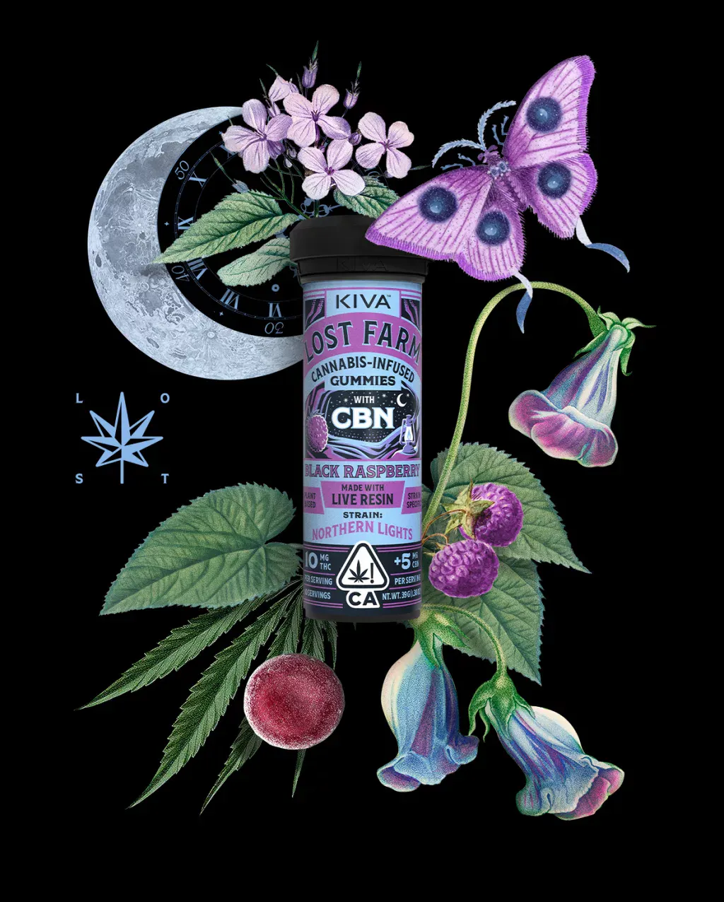 Kiva Lost Farm Gummies - Northern Lights - Black Raspberry 100mg