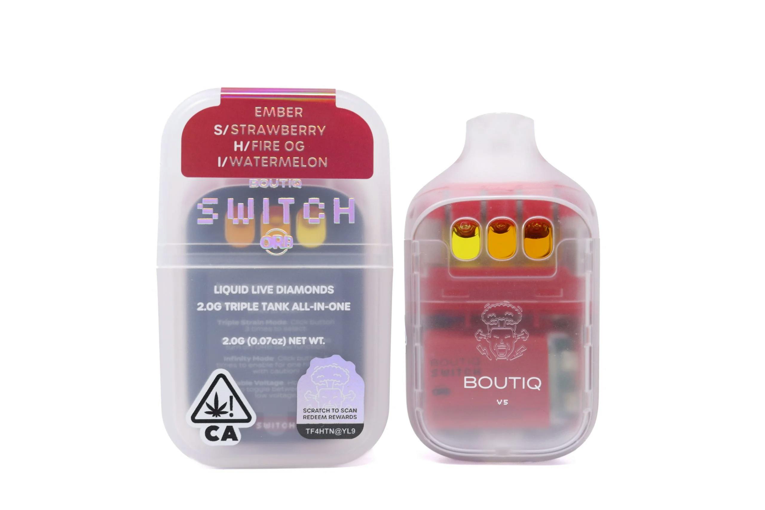 Boutiq - 2g Liquid Live Diamonds Disposable - Strawberry x Fire OG x Watermelon