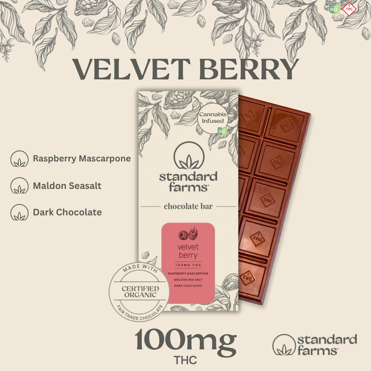 Photo of Velvet Berry Chocolate Bar 10pc | 100mg