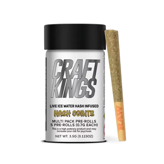 Craft Kings Ice Water Hash Infused Pre-Roll Pack Ice Cream Cake 5pk/3.5g (indica, infused pre roll packs)