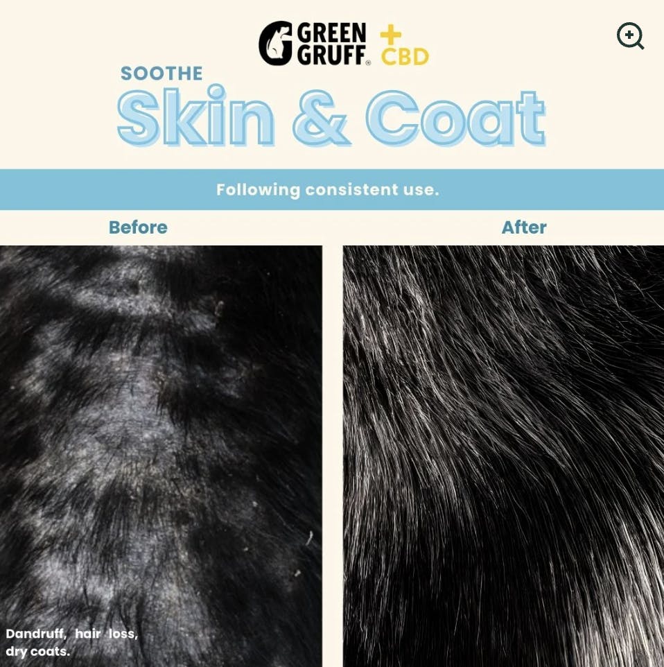 Green Gruff- Soothe Plus CBD |Skin & Coat Dog Supplement 90ct-5