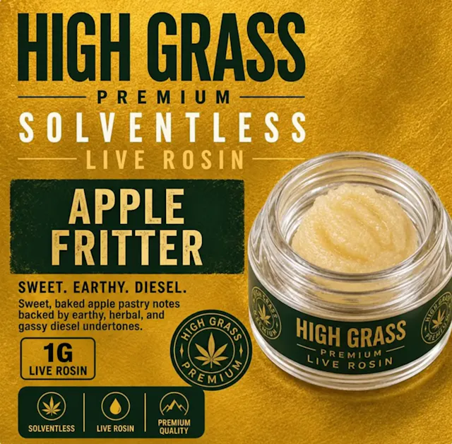 High Grass Farms Cold Cure Live Hash Rosin Apple Fritter 1g (sativa, live rosin)
