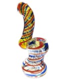 Small Fumed Sherlock Bubbler with Colour Stripes