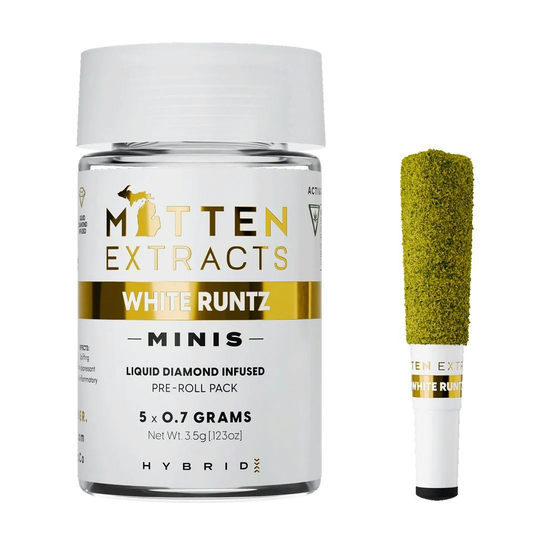 MITTEN EXTRACTS | WHITE RUNTZ | INFUSED PRE-ROLLS | 5 x 0.7G HYBRID