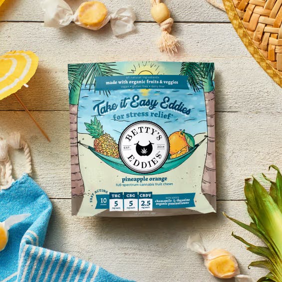 Product Take It Easy Eddies Pineapple Orange Stress Relief Fruit Chews [10pk]