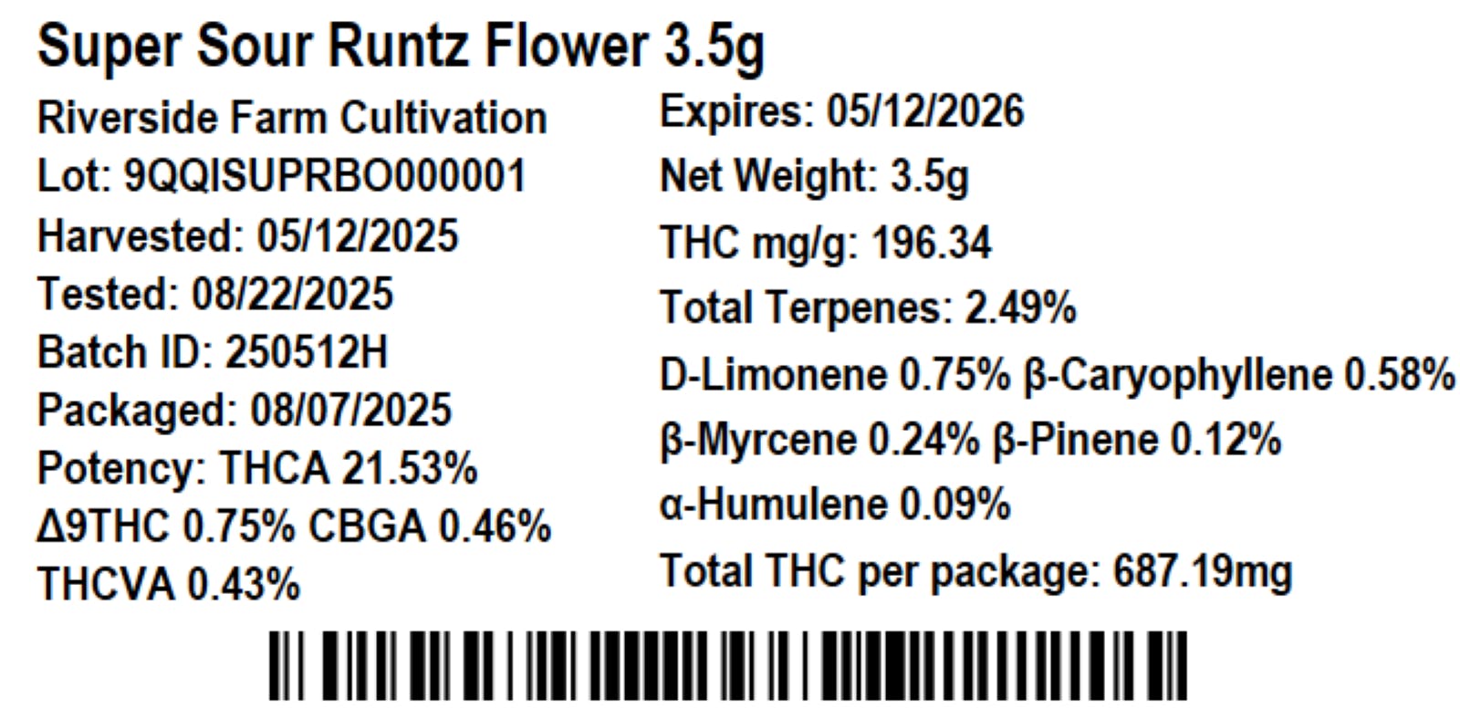 Super Sour Runtz Whole Flower