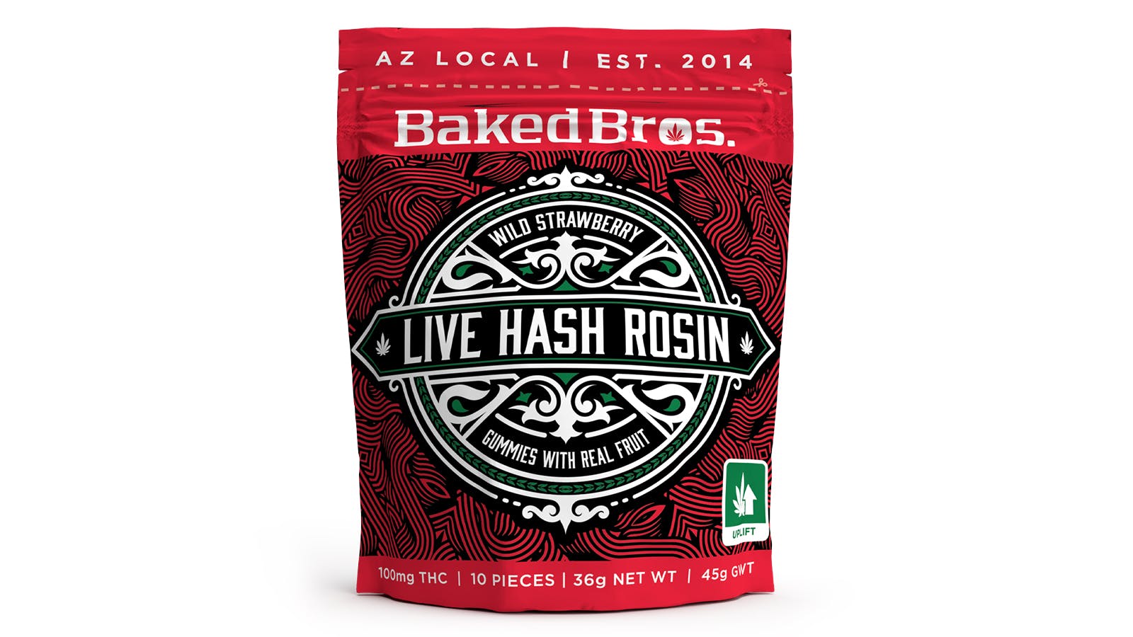 Baked Bros - Live Hash Rosin Gummies - Wild Strawberry (S) (100mg)