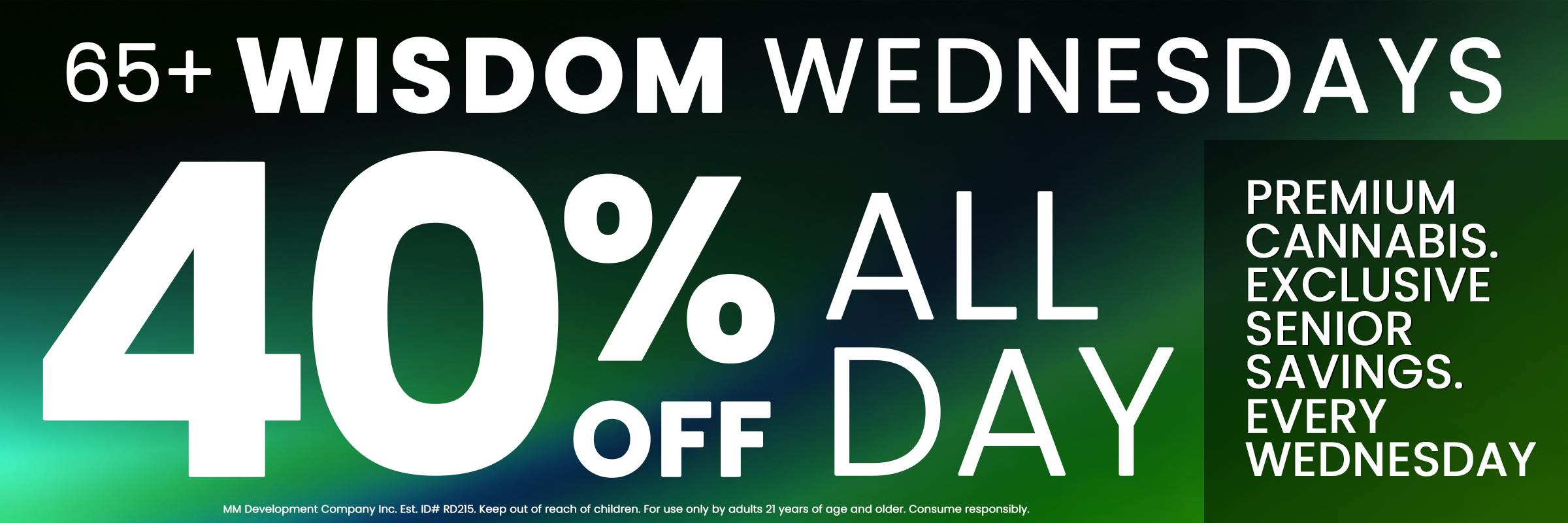 Wisdom Wednesday Senior savings, 40% off all day 65+