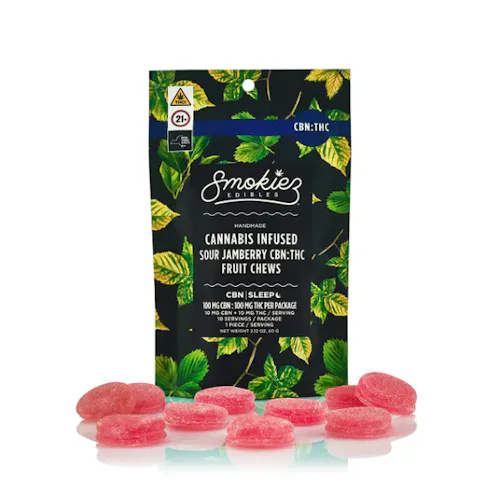 CBN:THC 1:1 Sour Jamberry 100mg CBN:100mg THC Fruit Chews-1