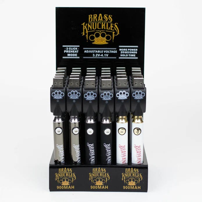 Brass Knuckles - 900 mAh - 510 Vape Battery - Black/Gun Metal/White