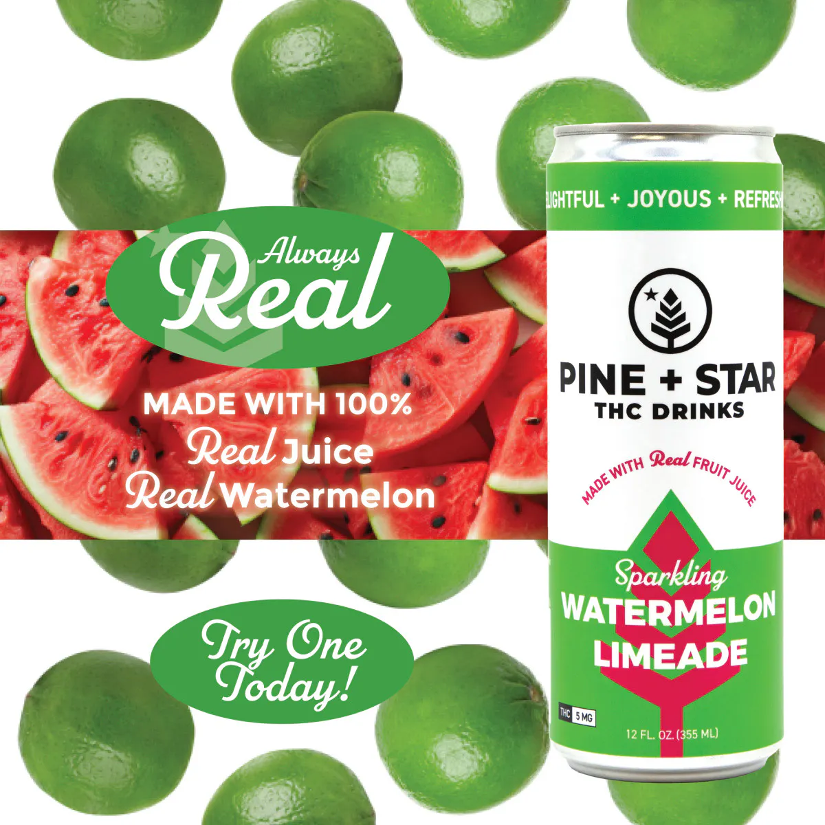 Watermelon Limeade | Sparkling THC Drink | Pine + Star | 5mg in Boston ...