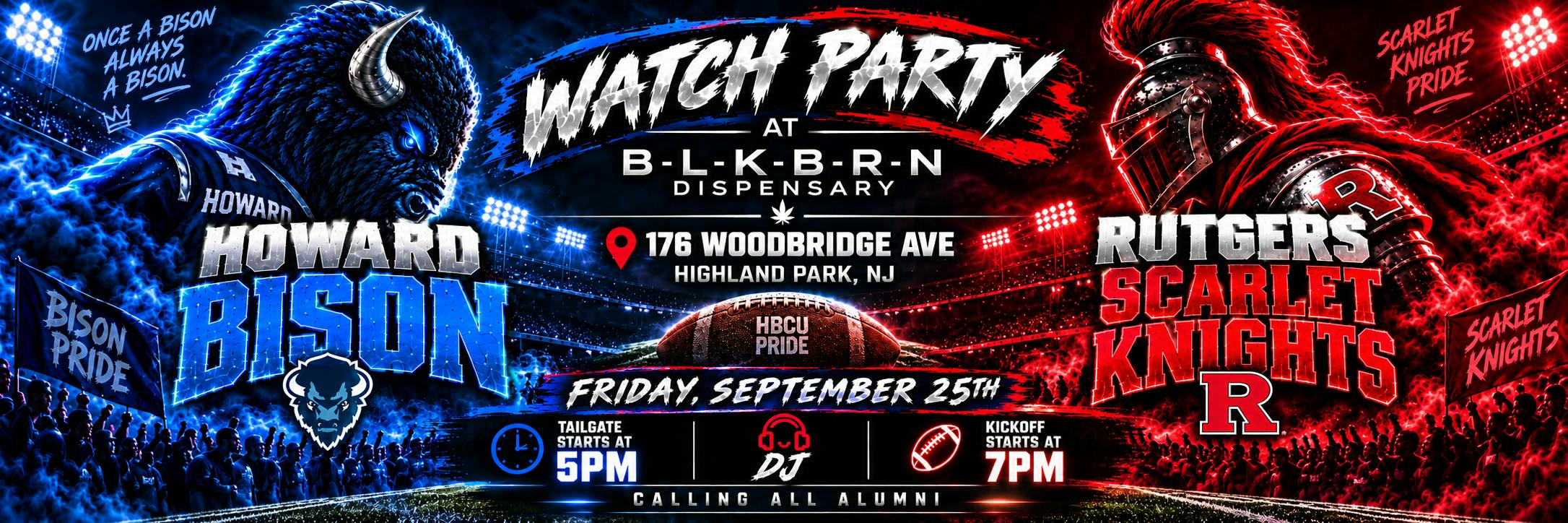 Tailgate party for Rutgers v Howard football game with sales and music