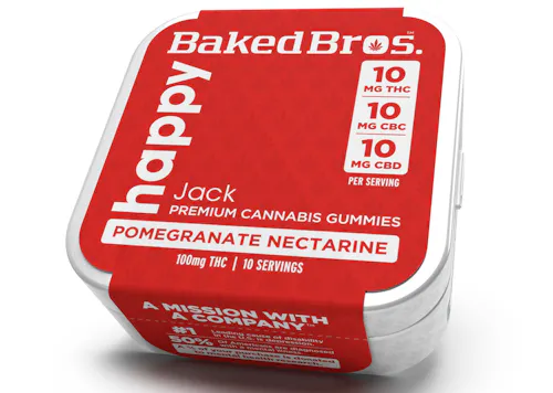 Pomegranate Nectarine Happy Gummies | 100mg | 1:1:1 THC:CBD:CBC-active