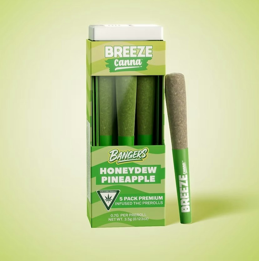 Breeze Bangers x 5 Infused Prerolls | Honeydew Pineapple