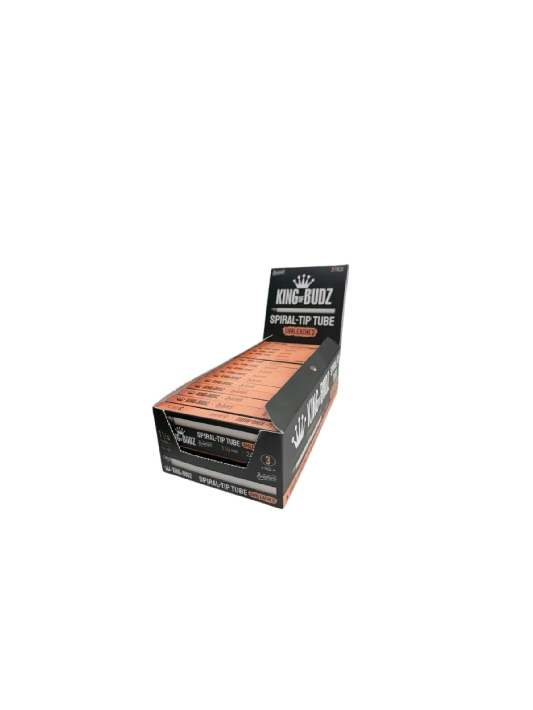 King Of Budz - 3pk Cones - 1 1/4 Size Unbleached Spiral Tip