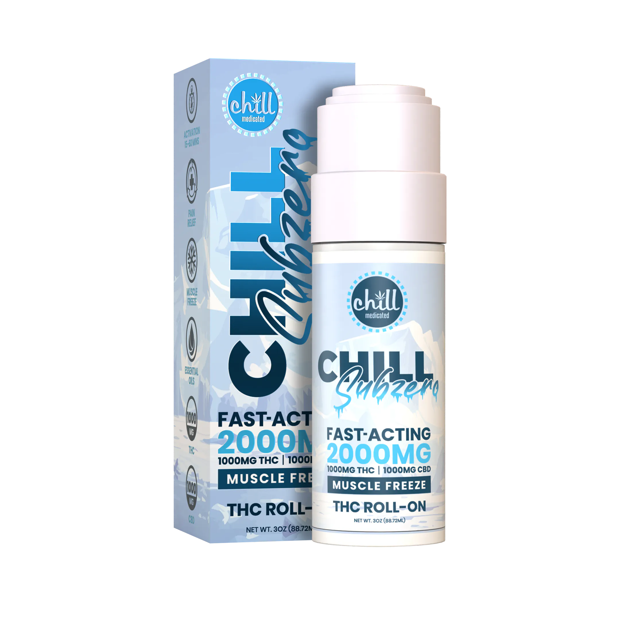 Chill Medicated | Chill Subzero | 1000mg THC : 1000mg CBD | Roll