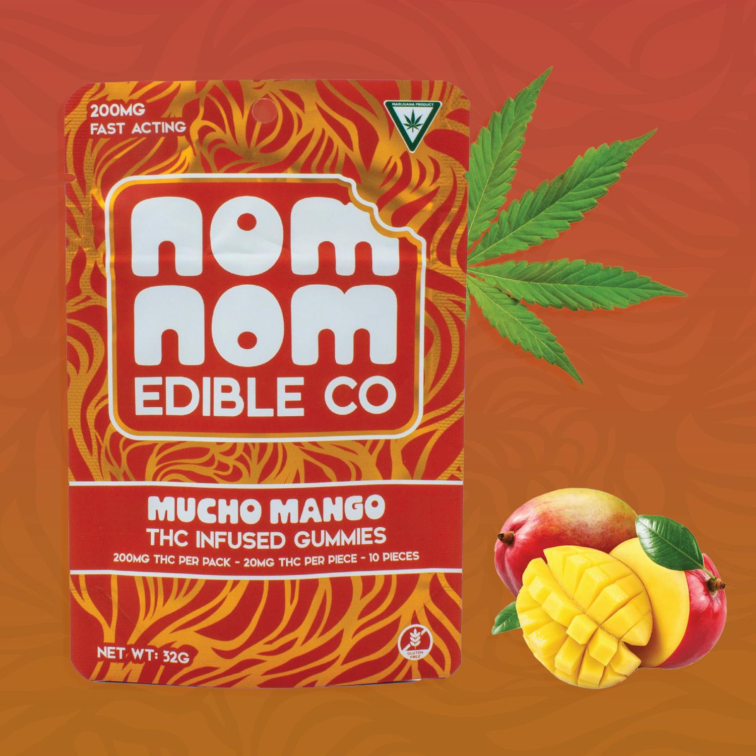 Product: NomNom Edible Co | Gummies - 200mg - Mucho Mango