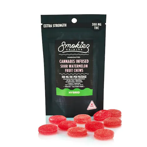 Smokiez 30mg Sour Watermelon Hybrid Chews 0.3g/300mg-active