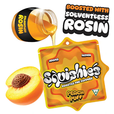 Squishies - 200mg Rosin Gummies - Peach Puff (I) - EDIBLES by Squshies at King of Budz