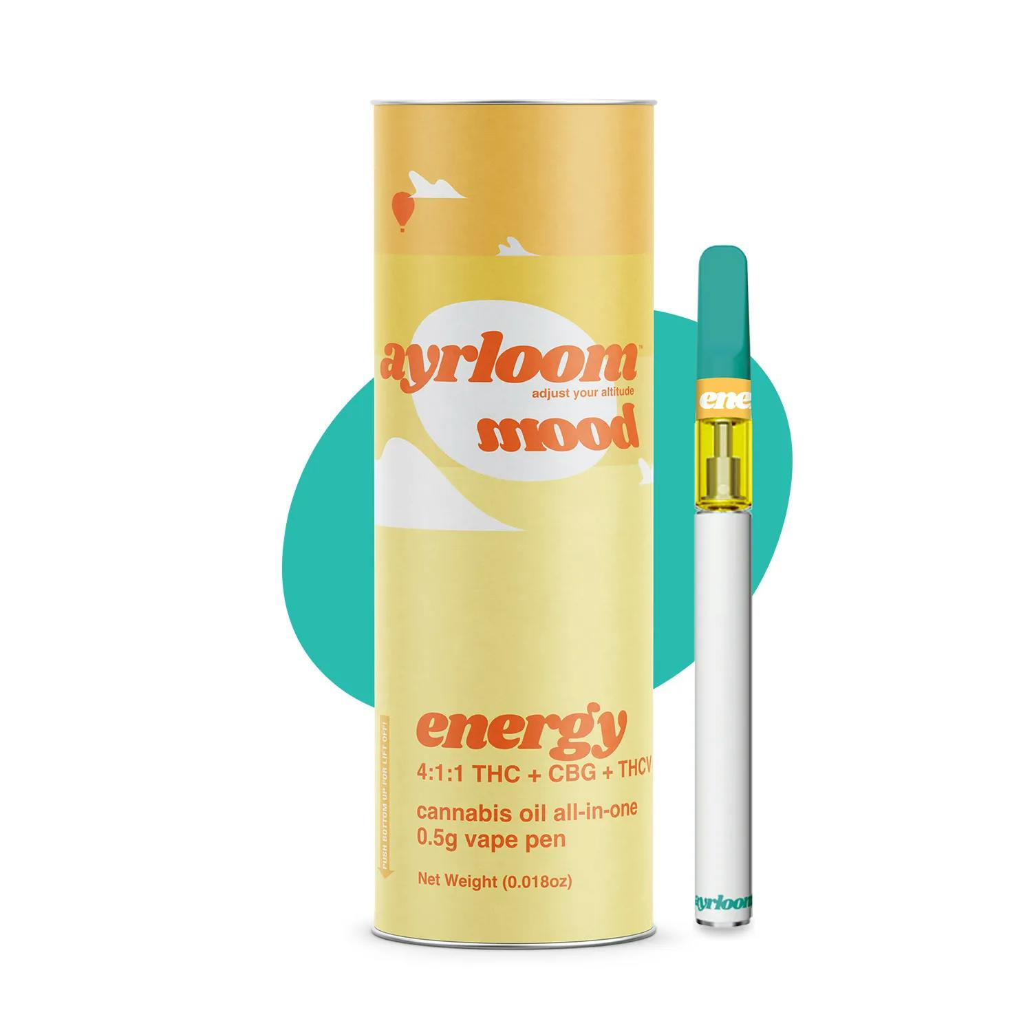 image of Ayrloom Mood Energy | AIO | .5g | THC : THCV : CBG