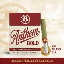 Anthem | Bold Infused Preroll w / Wood Tip | Acapulco Gold | 5pk | 2.5g Anthem