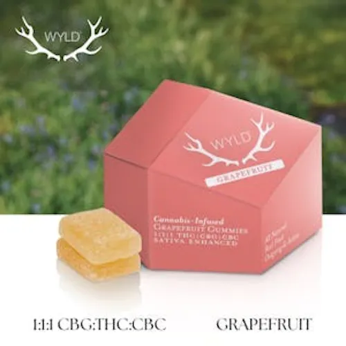 Wyld Grapefruit Gummies | Sativa | 1:1:1 THC:CBG:CBC 10 Pack 100mg THC-1