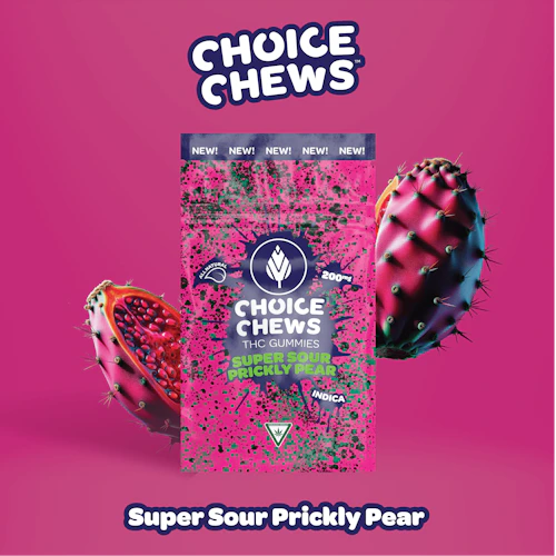 Choice Chews - 200mg Gummies - Super Sour Prickly Pear (Indica)